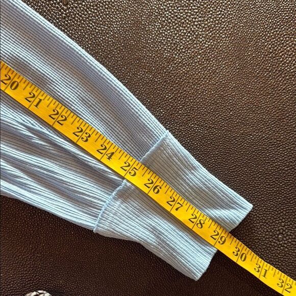 Michael Stars Blue Thermal Long Sleeve Relaxed  deep V-neck size Large - Picture 8 of 9